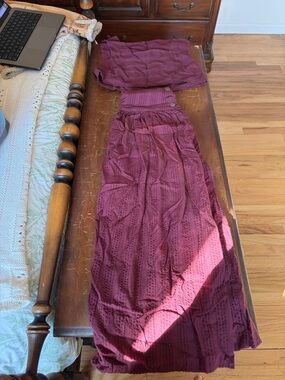 Free People Burgundy Eyelet Maxi Skirt